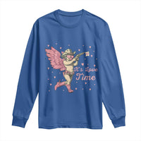 Funny Valentine's Day Long Sleeve Shirt It's Love Time Cowboy Cupid