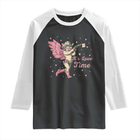 Funny Valentine's Day Raglan Shirt It's Love Time Cowboy Cupid