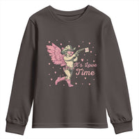 Funny Valentine's Day Youth Sweatshirt It's Love Time Cowboy Cupid