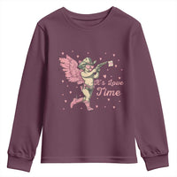 Funny Valentine's Day Youth Sweatshirt It's Love Time Cowboy Cupid