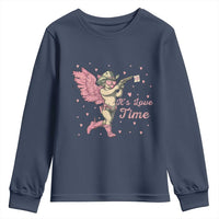 Funny Valentine's Day Youth Sweatshirt It's Love Time Cowboy Cupid