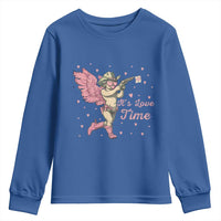 Funny Valentine's Day Youth Sweatshirt It's Love Time Cowboy Cupid