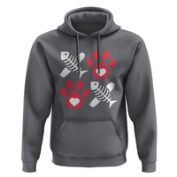Valentine's Day Cat Lover Hoodie Cute Kitten Paw XO