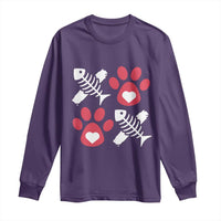 Valentine's Day Cat Lover Long Sleeve Shirt Cute Kitten Paw XO