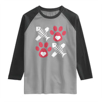 Valentine's Day Cat Lover Raglan Shirt Cute Kitten Paw XO