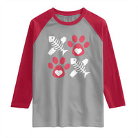 Valentine's Day Cat Lover Raglan Shirt Cute Kitten Paw XO