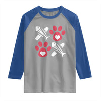 Valentine's Day Cat Lover Raglan Shirt Cute Kitten Paw XO