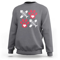 Valentine's Day Cat Lover Sweatshirt Cute Kitten Paw XO