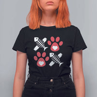 Valentine's Day Cat Lover T Shirt For Women Cute Kitten Paw XO