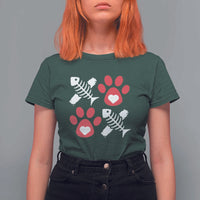 Valentine's Day Cat Lover T Shirt For Women Cute Kitten Paw XO
