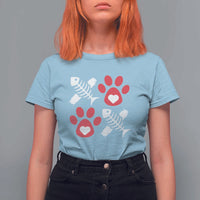 Valentine's Day Cat Lover T Shirt For Women Cute Kitten Paw XO