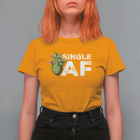 Funny Anti Valentine T Shirt For Women Single AF Heart Cactus