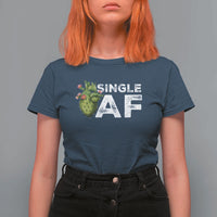 Funny Anti Valentine T Shirt For Women Single AF Heart Cactus