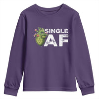 Funny Anti Valentine Youth Sweatshirt Single AF Heart Cactus