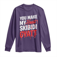 Funny Meme Valentine's Day Long Sleeve Shirt You Make My Heart Skibidi Gyatt