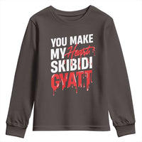 Funny Meme Valentine's Day Youth Sweatshirt You Make My Heart Skibidi Gyatt