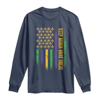 Keep Mardi Gras Great Long Sleeve Shirt American Flag Fleur De Lis