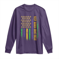Keep Mardi Gras Great Long Sleeve Shirt American Flag Fleur De Lis