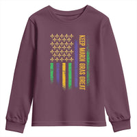 Keep Mardi Gras Great Youth Sweatshirt American Flag Fleur De Lis