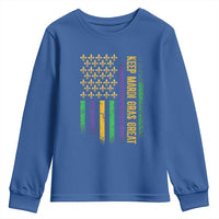 Keep Mardi Gras Great Youth Sweatshirt American Flag Fleur De Lis