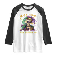 Louisiana Mardi Gras Raglan Shirt Cajun To The Bone Skeleton Jester Costume