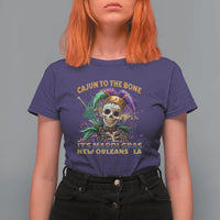 Louisiana Mardi Gras T Shirt For Women Cajun To The Bone Skeleton Jester Costume