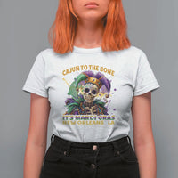 Louisiana Mardi Gras T Shirt For Women Cajun To The Bone Skeleton Jester Costume