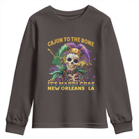 Louisiana Mardi Gras Youth Sweatshirt Cajun To The Bone Skeleton Jester Costume