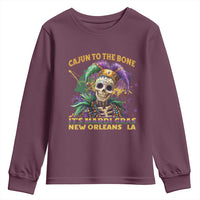 Louisiana Mardi Gras Youth Sweatshirt Cajun To The Bone Skeleton Jester Costume