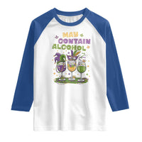 Funny Mardi Gras Drinking Team Raglan Shirt May Contain Alcohol Fat Tuesday Party