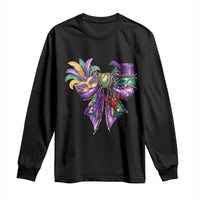 Coquette Bow Mardi Gras Long Sleeve Shirt New Orleans Carnival Beads Mask Crawfish