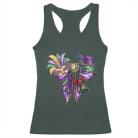 Coquette Bow Mardi Gras Racerback Tank Top New Orleans Carnival Beads Mask Crawfish