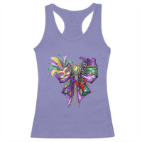 Coquette Bow Mardi Gras Racerback Tank Top New Orleans Carnival Beads Mask Crawfish