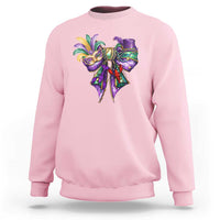 Coquette Bow Mardi Gras Sweatshirt New Orleans Carnival Beads Mask Crawfish