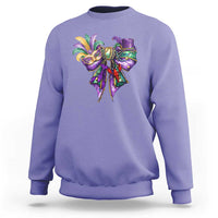 Coquette Bow Mardi Gras Sweatshirt New Orleans Carnival Beads Mask Crawfish