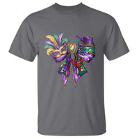 Coquette Bow Mardi Gras T Shirt New Orleans Carnival Beads Mask Crawfish