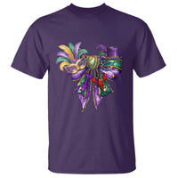 Coquette Bow Mardi Gras T Shirt New Orleans Carnival Beads Mask Crawfish
