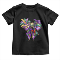 Coquette Bow Mardi Gras Toddler T Shirt New Orleans Carnival Beads Mask Crawfish