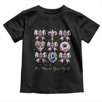 Coquette Bow Mardi Gras Toddler T Shirt It's Mardi Gras Y'all Fleur De Lis Mask