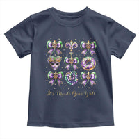 Coquette Bow Mardi Gras Toddler T Shirt It's Mardi Gras Y'all Fleur De Lis Mask