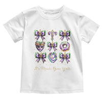 Coquette Bow Mardi Gras Toddler T Shirt It's Mardi Gras Y'all Fleur De Lis Mask