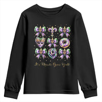 Coquette Bow Mardi Gras Youth Sweatshirt It's Mardi Gras Y'all Fleur De Lis Mask