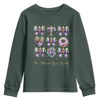 Coquette Bow Mardi Gras Youth Sweatshirt It's Mardi Gras Y'all Fleur De Lis Mask