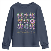 Coquette Bow Mardi Gras Youth Sweatshirt It's Mardi Gras Y'all Fleur De Lis Mask