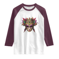 Jeweled Mask Louisiana Mardi Gras Raglan Shirt