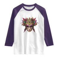 Jeweled Mask Louisiana Mardi Gras Raglan Shirt