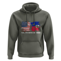 Haitian American Hoodie Yes I'm Both Of Them USA Haiti Flag Shirt - Wonder Print Shop