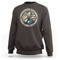 Funny Abraham Lincoln Sweatshirt Sippin On Liber-Tea Drinking Tea 4th Of July - Wonder Print Shop