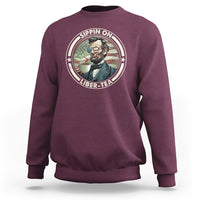 Funny Abraham Lincoln Sweatshirt Sippin On Liber-Tea Drinking Tea 4th Of July - Wonder Print Shop