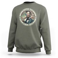 Funny Abraham Lincoln Sweatshirt Sippin On Liber-Tea Drinking Tea 4th Of July - Wonder Print Shop